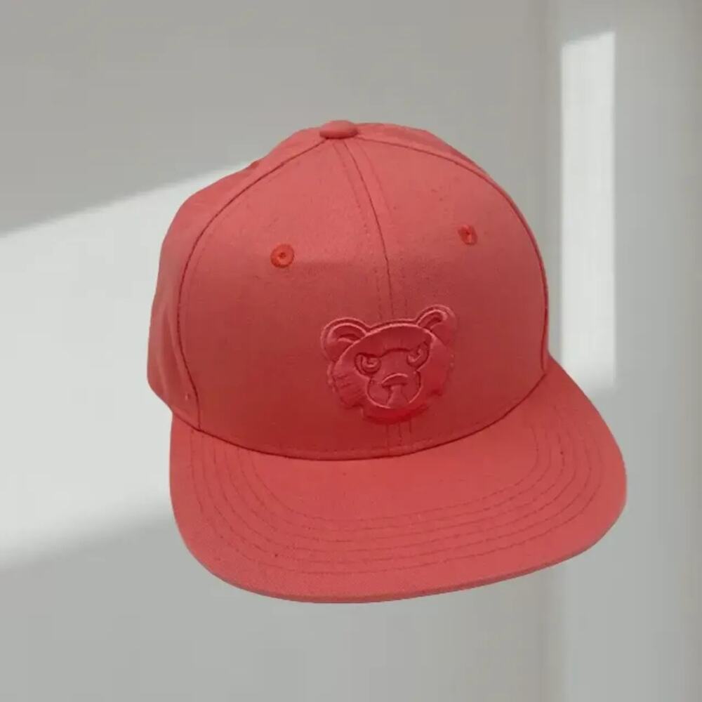 Budweiser Bear Logo Snapback Hat – Coral Pink (Adjustable)